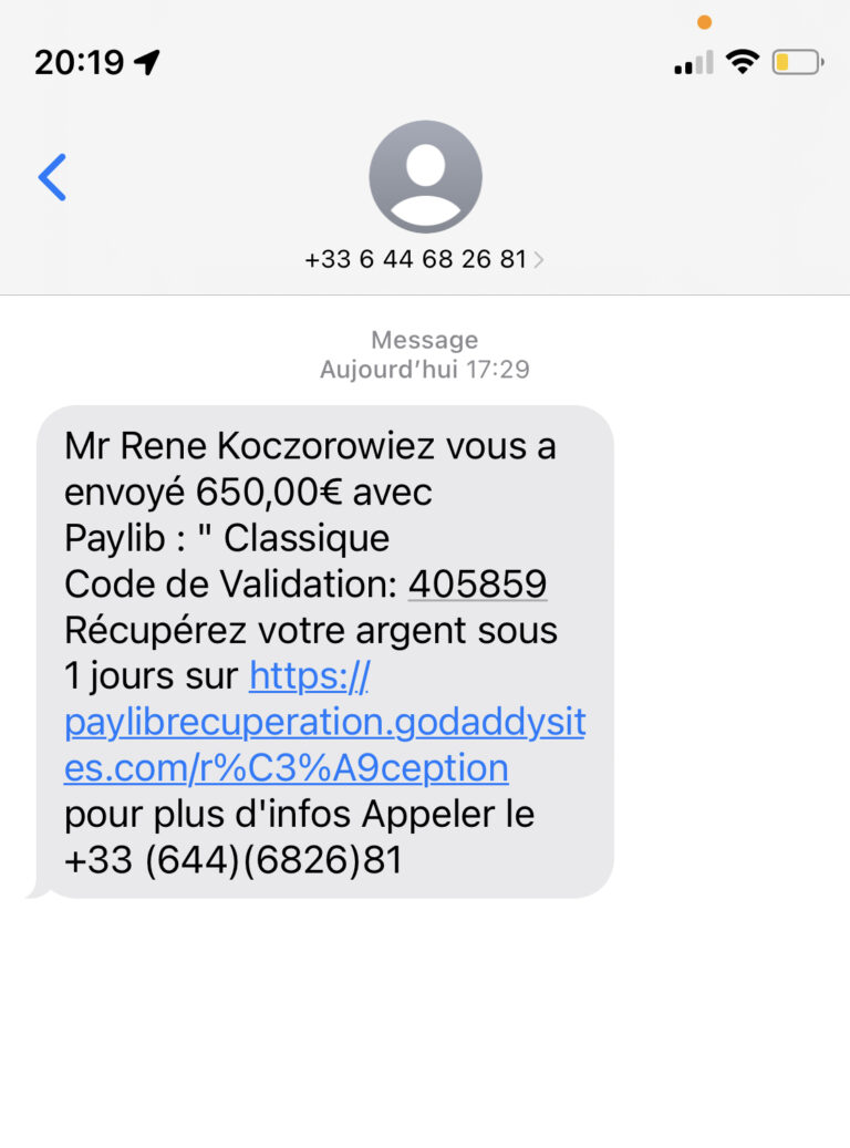 Arnaque paiement Paylib sur Facebook marketplace Arnaques