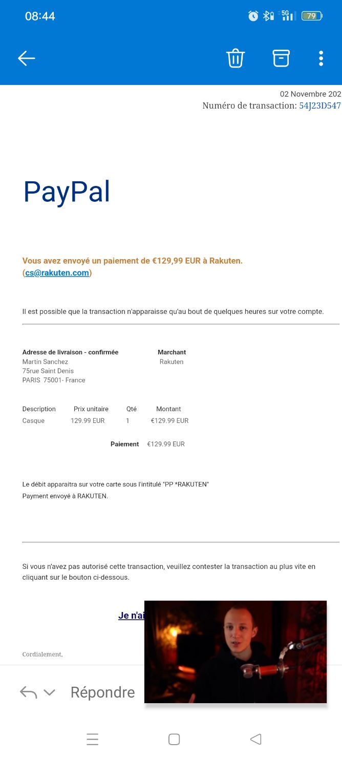 Rakuten faux prélèvement