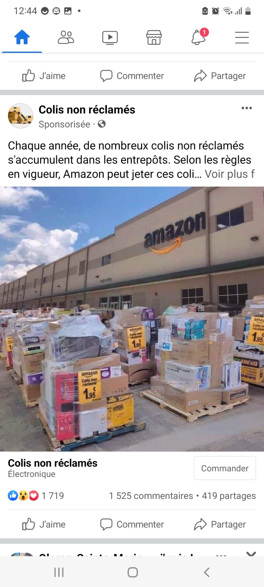 Colis Amazon non réclamés palette 1€95 Arnaques